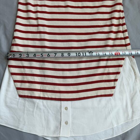 Veronica Beard Stripe Red White Quarter Sleeve Charter Layered Shirt Dress-M - Picture 11 of 12